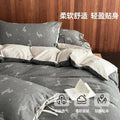 复古卡通棉麻提花四件套柔软纯棉绑带款被套床单全棉床上用品四季