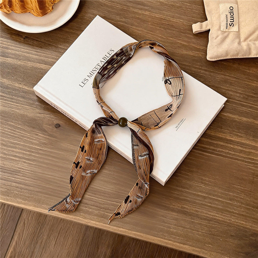 Korean Pleated Print Neck Scarf Necklace - view 7