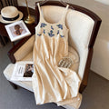 Bohemian Ethnic Style Embroidered Camisole Mid-Length Dress
