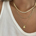 EU/US Import Retro Versatile Multi-Layer Snake Chain Necklace Simple Coin Pendant OT Clasp Necklace Accessory Women Wholesale