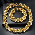 Overseas Jewelry Twist Geometric Comb Knot Wrap Cutout Premium Light Luxury Personality Fashionable Necklace Bracelet Set