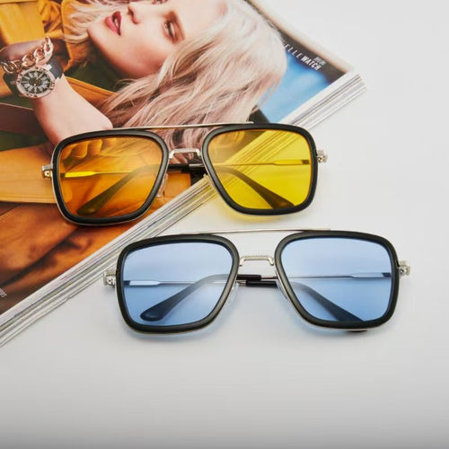 New Iron Man Style of Sunglasses Western Fashionable Square Frame Spider-Man Men Sunglasses Sir Trendy Big Frame Glasses
