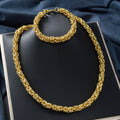 Vintage Personality Asymmetric Bracelet Necklace Design Detail Line Chain Jewelry Set