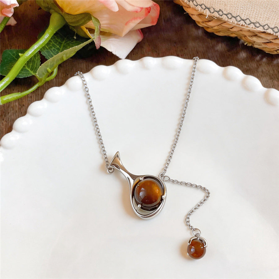 Maillard Brown Oval Pendant Necklace - view 7