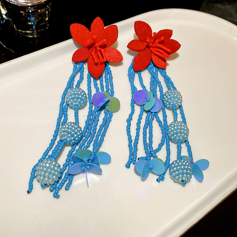 Oversized Pleated Flower Clip-On Earrings - view 7