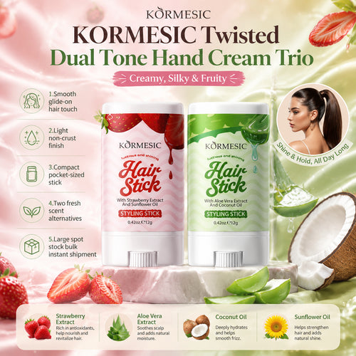 跨境KORMESIC全英文水果植物发蜡棒Hair wax stick外贸厂家批发