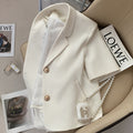Women's Summer Office Petite Short Sleeve Cropped Blazer 2026 - Off White Short Sleeve