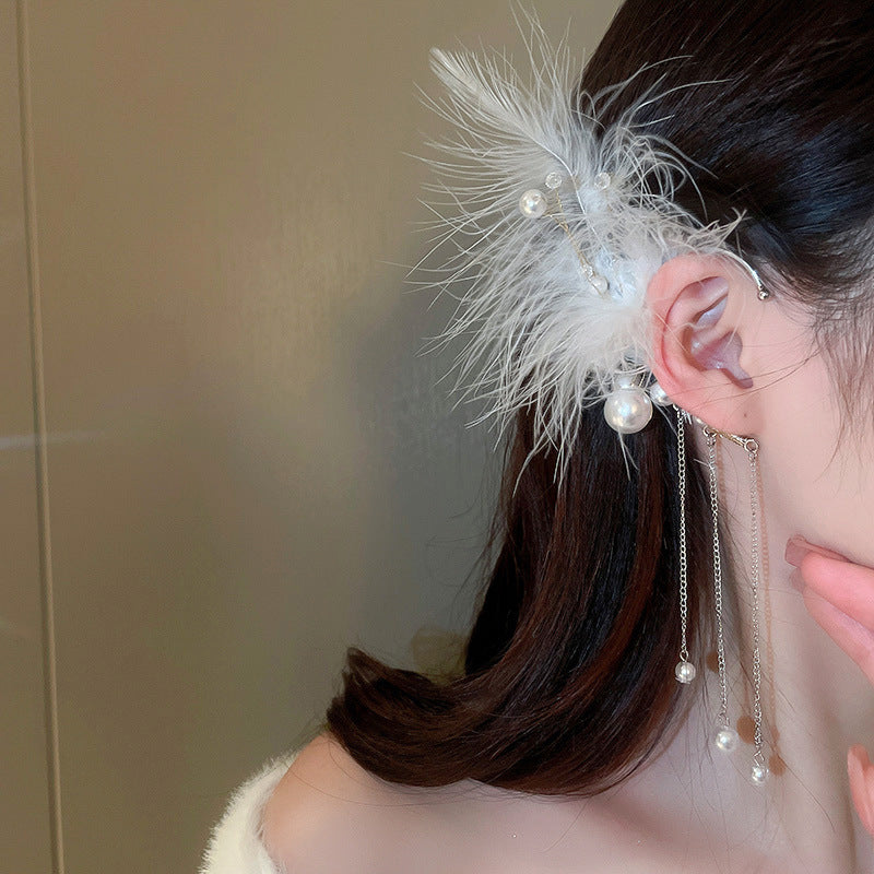 Rhinestone Bow Pearl Ear Cuff - view 12