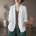 Women's Spring Casual 3/4 Sleeve Cropped Blazer + Top 2026 | Casual Blouse - White
