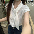 Summer Office French Mini Flutter Sleeve Short Sleeve Loose Shirt