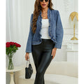 Women's Fall Ruffle Fitted Jacket 2026 | Trendy Jacket - Blue