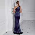 One-Shoulder Ruched Slit Gown - Sexy Elegant Party Evening Dress Women