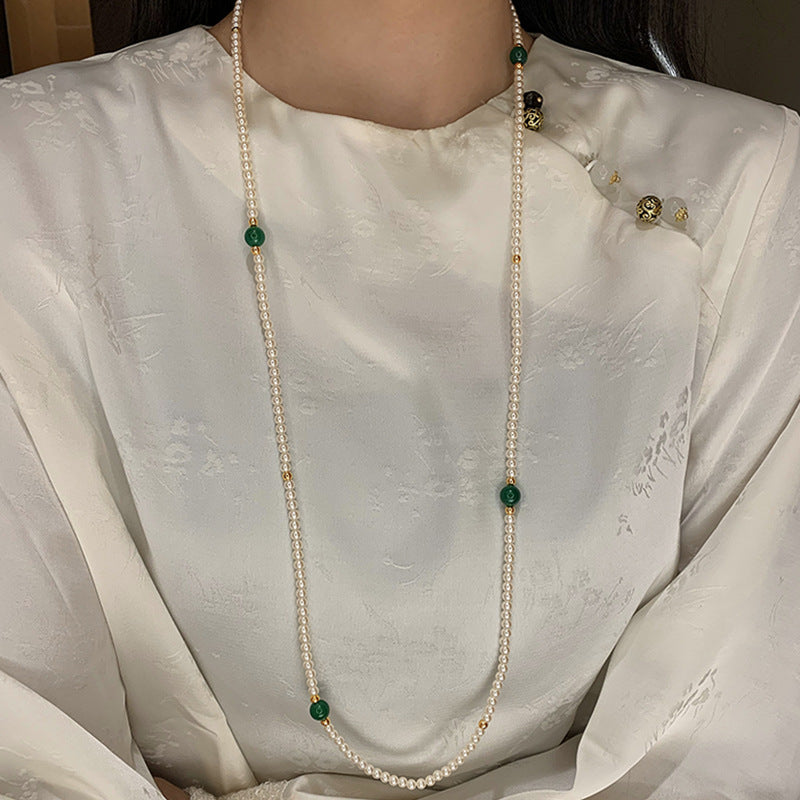Long Round Faux Pearl Necklace - view 6