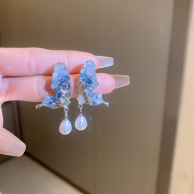 Sparkling Rhinestone Bow Drop Earrings - view 8