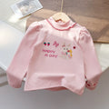 Girls' Fleece Knit Self-Warming Top with Lace Trim