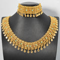 Overseas Vintage Breeze Rhinestone Cutout Chain Round Fringe Exquisite Dubai Height Precious Bride Necklace Bracelet Set
