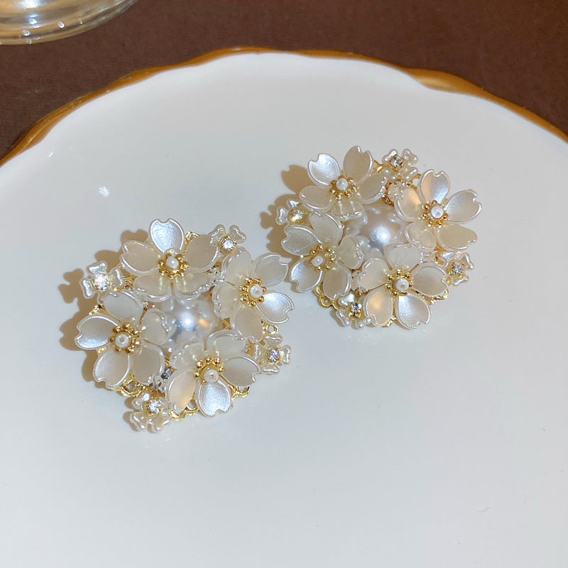 French Gold-Tone Floral Freshwater Pearl Earrings - view 11