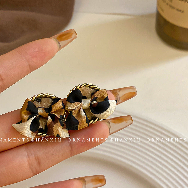 Leopard Print Heart Geometric Earrings - view 4