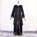 Satin Embroidered Long Sleeve Wavy Edge Loose Skirt + Top 2-Piece Set