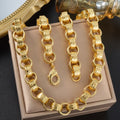 Gold Plated Byzantine King Chain Men Bracelet Necklace Set Relief Return Pattern Cylinder Band Clasp Chunky Chain Overseas