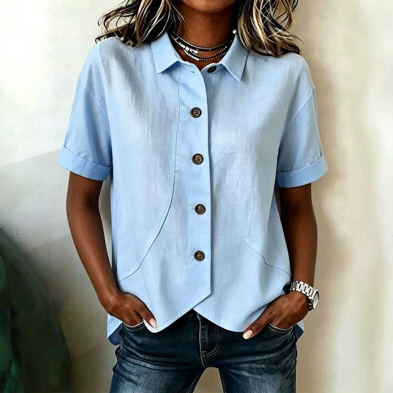 Summer Casual Short Sleeve Asymmetric Shirt