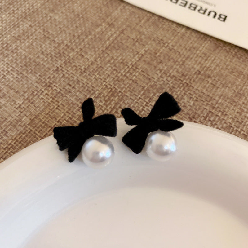 Minimalist Polka Dot Bow Stud Earrings - view 7