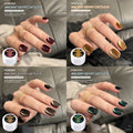 Brown Cat Eye Nail Gel - Autumn Winter Glossy Finish with Gold Shimmer