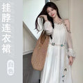 Women's Bohemian Vacation Off-Shoulder Belt Dress + Long Skirt 2026 - Red