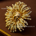Vintage Earrings Design Detail Personality Lion Head Jewelry Set Western Alloy Retro Geometric Brooch Earrings