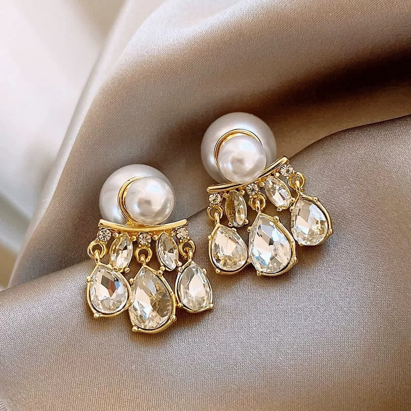 French Vintage Floral Pearl Earrings - view 4
