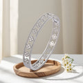 Classic 10K Flower Tube Bangle Light Luxury Premium Crystal Cubic Zirconia Four Leaf Clover Flower Bracelet Commute Elegant Jewelry Item