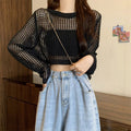 Women's Summer Trendy Hollow-Out Sun-Protection Lightweight Loose Knit Top 2026 - White