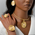Overseas Western ins Breeze Asymmetric Base Pad Set Pearl Pendant Necklace Bracelet Set Ring Earrings Jewelry Set Women