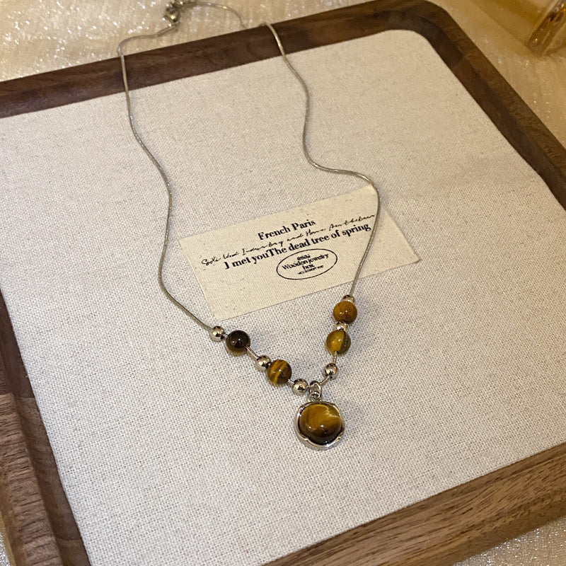 Vintage Oval Tiger's Eye Necklace - view 10