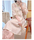 Modified Cheongsam Dress, Chinese Style Embroidered Short Sleeve