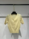 Women's Spring-Summer Versatile Short Sleeve Pleated Lightweight Cardigan + Jacket 20 - Yellow-Green
