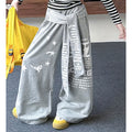 Girls' Striped Faux Layered Tee Strap Wide-Leg Pants Set