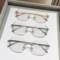 Photochromic Anti-Blue-Light Prescription Glasses Premium Rimless Overseas Bare Face Super Sparkle Bright Pink Rim Trendy Gray Photochromic Myopia Glasses
