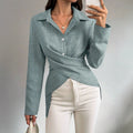 Office Elegant Long Sleeve Lapel Collar Tie-Front Fitted Cardigan + Shirt
