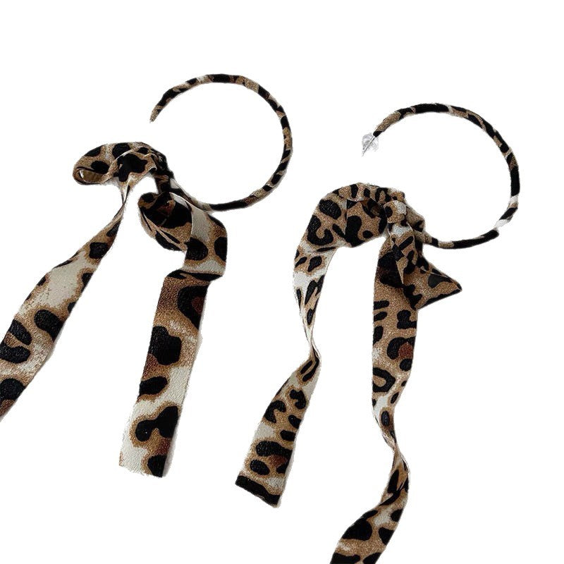 Oversized Leopard Print Bow Stud Earrings - view 5