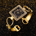 CANSNOW New Open End Bangle Watch Rhinestone Dial Square Girls Watch Cutout Bangle Watch In Stock
