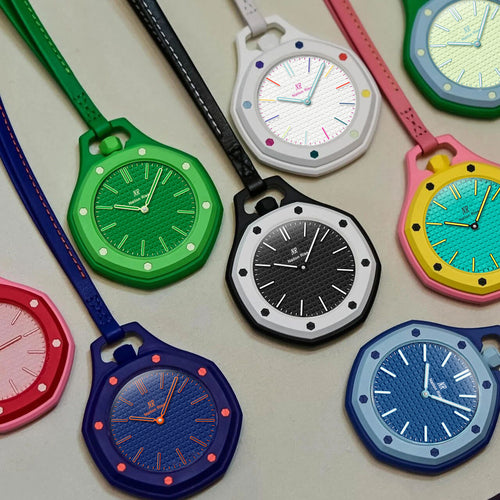 New Fashionable Collab AP Pocket Watch Royal Oak Octagonal Watch Ring Trendy Fashionable Creative Hanging Cord Silicone Quartz Watch