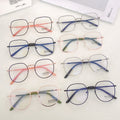 Anti-Blue Plano Women 2022 New Artsy Retro Gold Metal Glasses Big Frame Men Frame Factory Wholesale