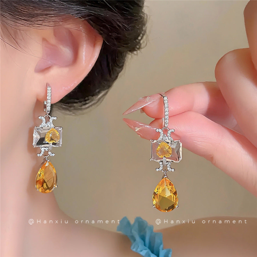 18K Gold-Plated Zircon Square Teardrop Huggie Earrings - view 3