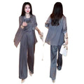 Summer Casual Fashion Sun-Protection Wide Leg Pants + Shirt 3-Piece Set