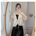 Women's New Chinese Fashion Frog Button Cropped Sun-Protection Top + Jacket 2026 - Off White