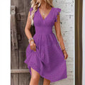 V-Neck Ruffle Sleeve Dress - Elegant Slimming Plus Size Summer Dress Women
