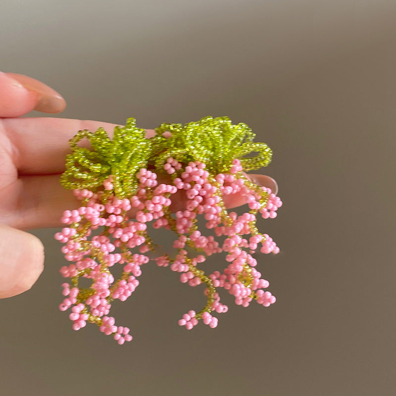 Seed Bead Sequin Flower Tassel Earrings - view 9