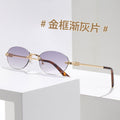 Photochromic Rimless Prescription Glasses Korean Retro Overseas Trendy Round Anti-Blue Plano Frame Premium Fashionable Prescription Sunglasses