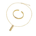Overseas Bestseller 18K Western Personality Simple Cuban Chain Stripe Necklace Bracelet Set Earrings Ring Party Jewelry Set